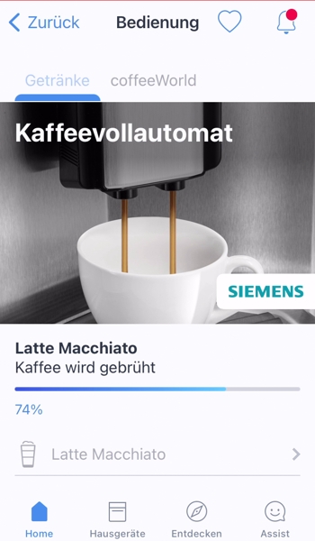 Siemens EQ.500 App Steuerung Latte Macchiato - Coffee Tasters