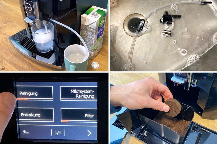 Jura E6 Kaffeevollautomat im Test Reinigung Collage