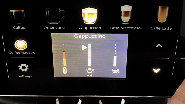 Saeco Gran Aroma Display Cappuccino Milchschaum Menge